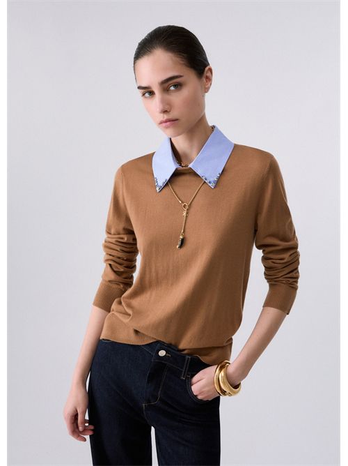 Maglia con dettaglio popeline LIU JO | WF6452MA16R/L9440